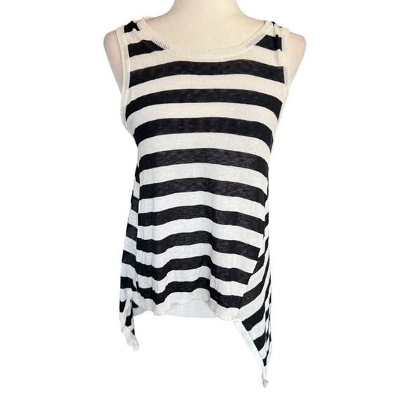 Sam Edelman Tank Top Sweater Lightweight Striped Black S Fishingcore Coastal - Picture 1 of 10
